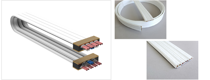 ePTFE 하이브리드 필름 기반의 POD 구조를 활용하여 제작된 완성형 무빙 클린 케이블 어셈블리 및 상세 단면